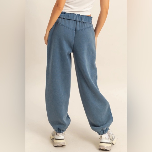 NWT Relaxed Fit Washed Dusty Blue Sweats Sweat Pants Joggers - Picture 5 of 7